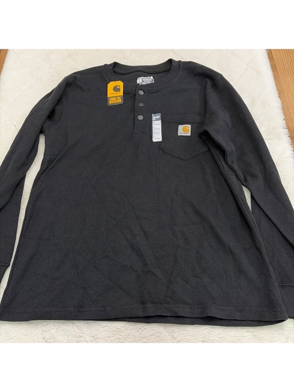 Carhartt Men’s L NWT Relaxed Fit Henley Tee Black